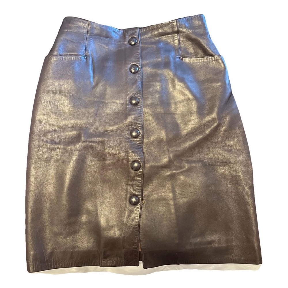Loewe Dark Brown Leather Pencil Skirt Size 44 FR